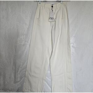 Zara Size 4 Women Cream Side Slit Jean Bohemian Classic Streetwear BROKEN ZIPPER